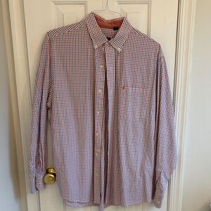 Izod Men's Checkered Shirt - Blue and Orange